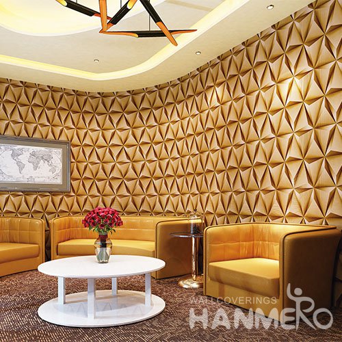 HANMERO 3D Modern Embossing PVC Wallpaper Yellow Home Decor