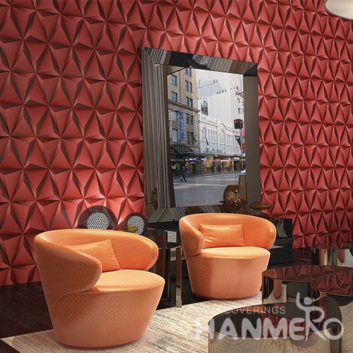 HANMERO 3D Modern Embossing PVC Wallpaper Red Home Decor