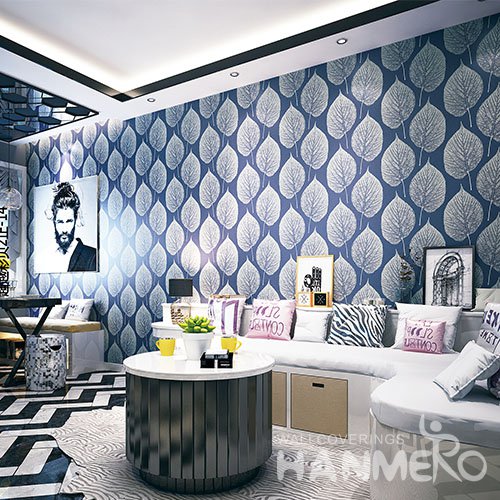 HANMERO 3D Natural Embossing PVC Wallpaper Blue Home Decor