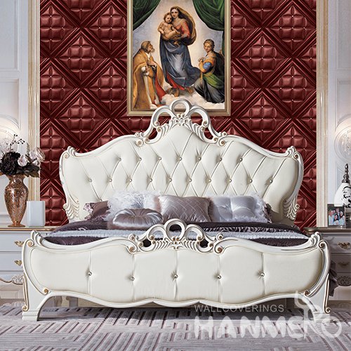 HANMERO 3D European Embossing PVC Wallpaper Red Home Decor