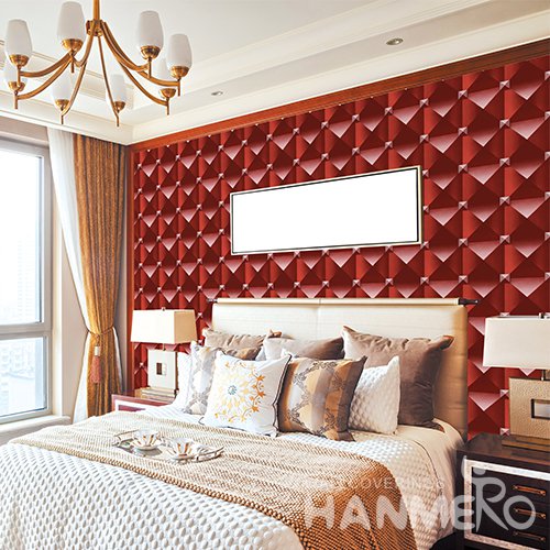 HANMERO 3D Modern Embossing PVC Wallpaper Red Home Decor