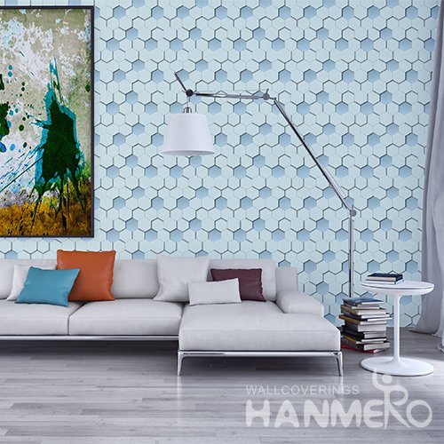 HANMERO 3D Modern Embossing PVC Wallpaper Blue Home Decor