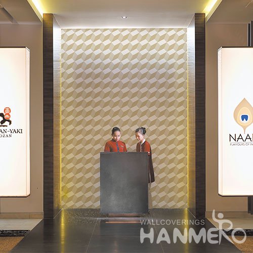 HANMERO 3D Modern Embossing PVC Wallpaper Yellow Home Decor
