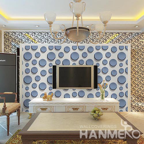 HANMERO 3D Modern Embossing PVC Wallpaper Blue Home Decor