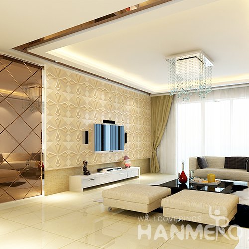 HANMERO 3D Modern Embossing PVC Wallpaper Yellow Home Decor