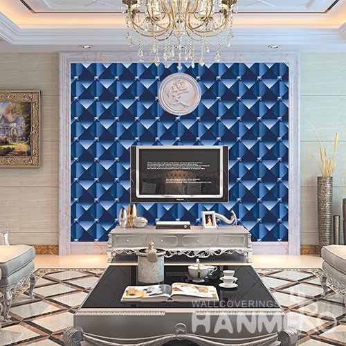 HANMERO 3D Modern Embossing PVC Wallpaper Blue Home Decor