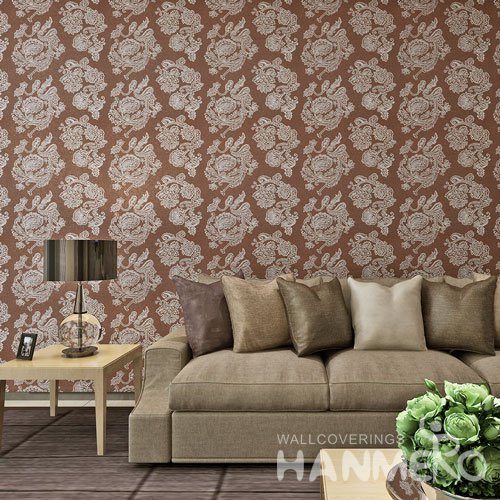 HANMERO Modern Style Embossing PVC Wallpaper Brown Home Decor