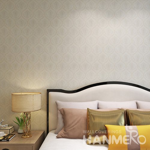 HANMERO PVC Beige Floral European Style Embossed Wallpaper For Interior Room