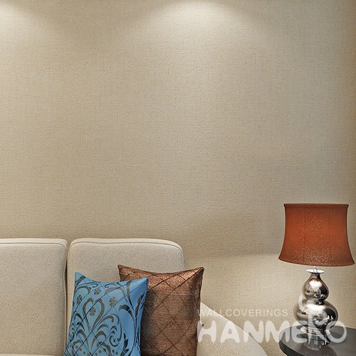 HANMERO Light Gold Solid Color PVC Embossed Wallpaper With SGS Test