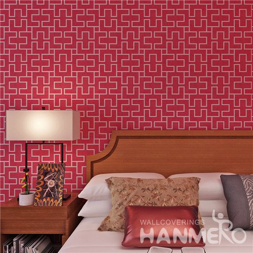 HANMERO Modern Red Geometric PVC Wallpaper For Home Decoration