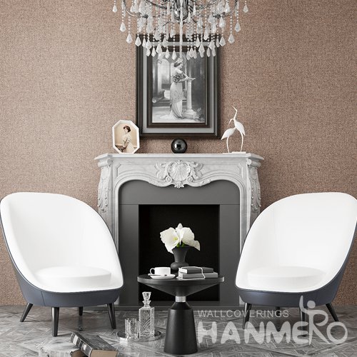 HANMERO Solid Brown Color PVC Embossed Wallpaper