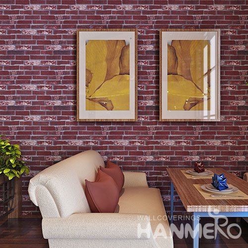 HANMERO Modern Vintage 3D Brick PVC Embossed Wallpaper For Living Room