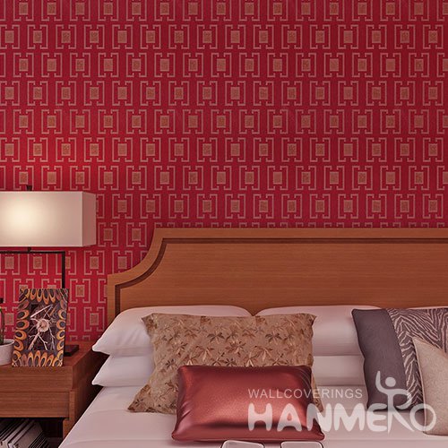 HANMERO Elegant Luxury Red Modern Geometric Vinyl Wallpaper With Embossed