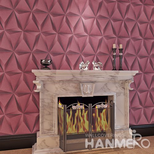 HANMERO Classic Wine Red 3D PVC Stereoscopic Embossed Modern Wallpaper