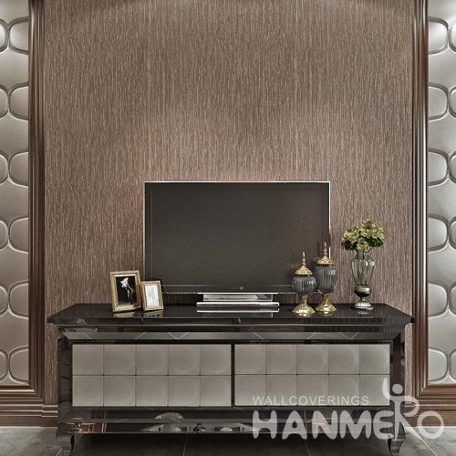 HANMERO Coffee Brown Plain Color Simple PVC Embossed Wallpaper For Wall