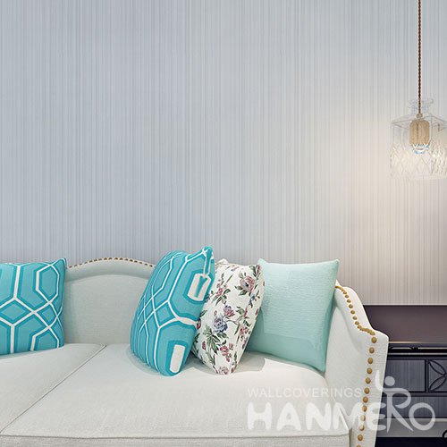 HANMERO Modern Grey Simple Stripe Removable PVC Embossed Wallpaper