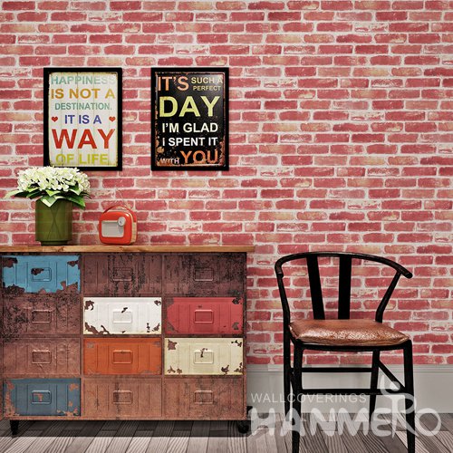 HANMERO Vintage Old 3D Brick Pattern PVC Embossed Wallpaper For TV Background
