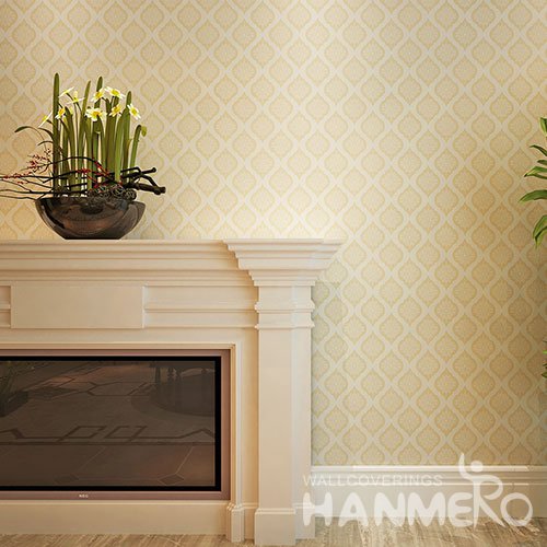 HANMERO Gold Repeated Flowers Embossed Surface SGS PVC Wallpaper