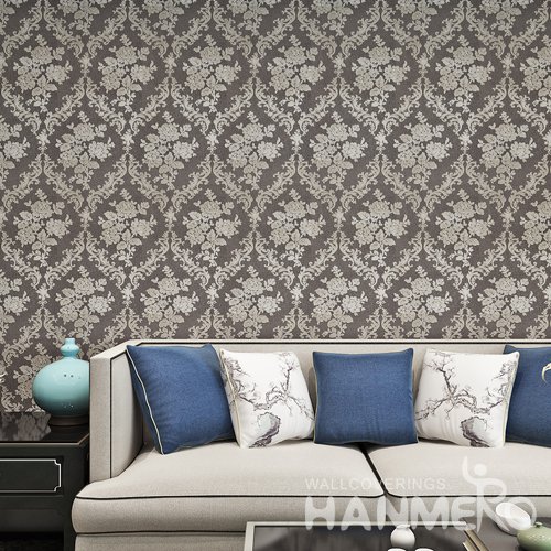 HANMERO Coffee Brown European Embossed Vinyl Wallpaper For Bedding Room