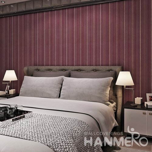 HANMERO Modern Red Brown Stripe Pattern Embossed High Quality PVC Wallpaper