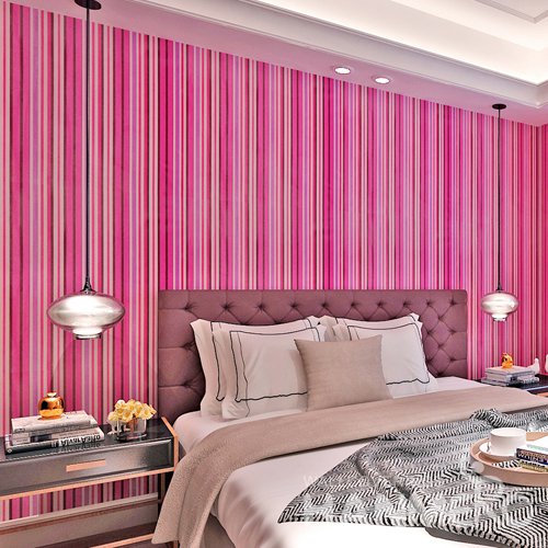 HANMERO Modern Stripe Pink Peel and Stick Wall paper Removable Stickers