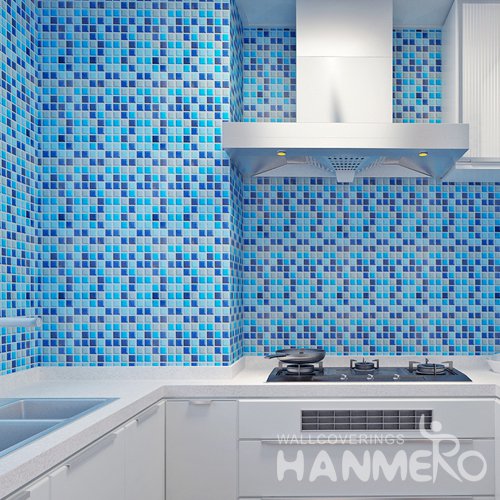 HANMERO Modern Check Blue Peel and Stick Wall paper Removable Stickers