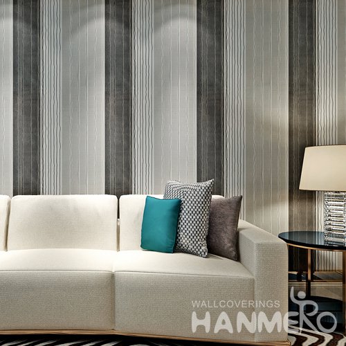HANMERO Modern Stripe White Black And Grey Color Peel and Stick Wall paper Removable Stickers