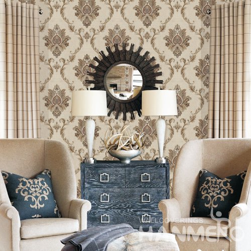 HANMERO European Brown Embossed Vinyl PVC Wallpaper Home Decor