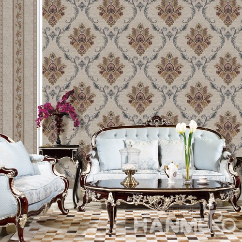 HANMERO European Brown Embossed Vinyl PVC Wallpaper Home Decor