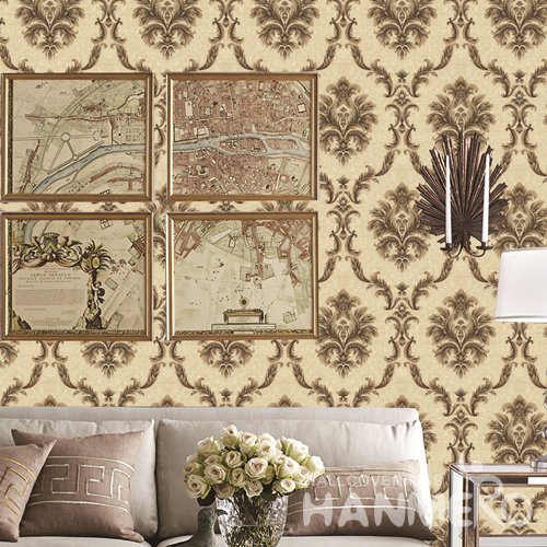 HANMERO European Yellow Embossed Vinyl PVC Wallpaper Home Decor