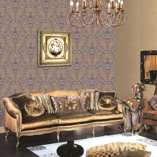 HANMERO European Brown Embossed Vinyl PVC Wallpaper Home Decor