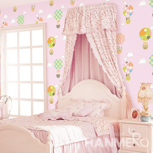 HANMERO Cartoon Pink Embossed Vinyl Wall Paper Murals 0.53*10M/roll Home Decor