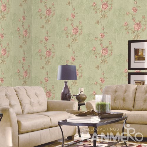 HANMERO Rural Green Embossed Vinyl PVC Wallpaper 1.06*15.6M/Roll Home Decor