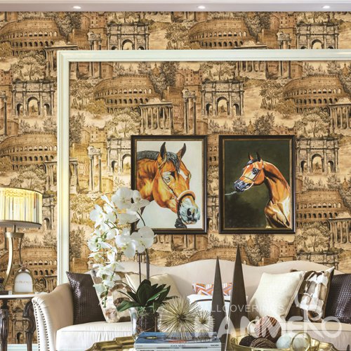 HANMERO Vintage Gold Embossed Vinyl PVC Wallpaper 1.06*15.6M/Roll Home Decor