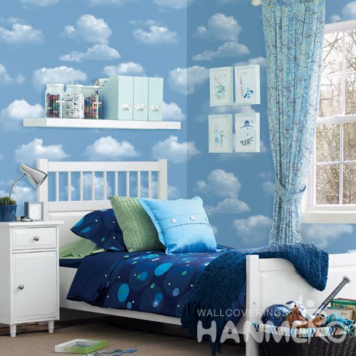 HANMERO Modern Blue Embossed Vinyl Wall Paper Murals 0.53*10M/roll Home Decor