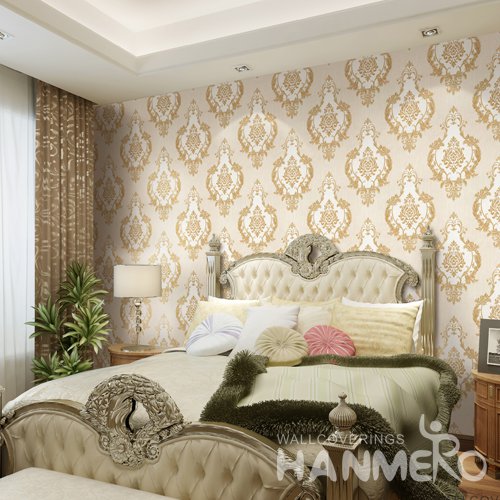 HANMERO European Yellow Embossed Vinyl Wall Paper Murals 0.53*10M/roll Home Decor