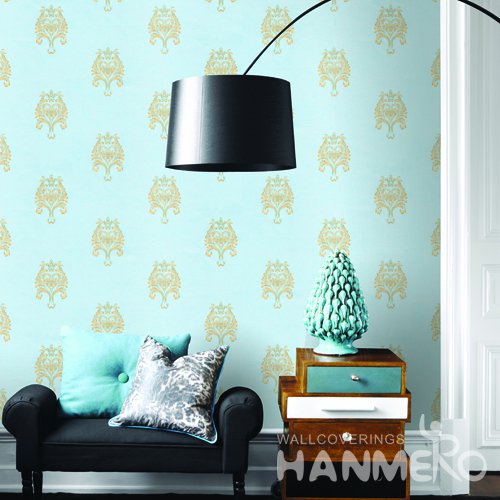 HANMERO European Blue Embossed Vinyl Wall Paper Murals 0.53*10M/roll Home Decor