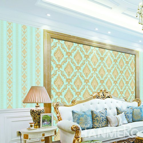 HANMERO European Blue Embossed Vinyl Wall Paper Murals 0.53*10M/roll Home Decor