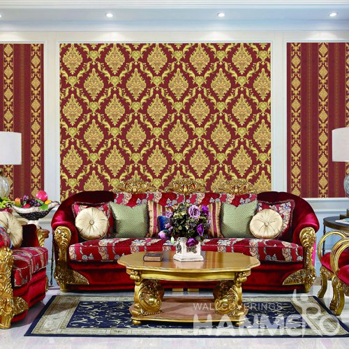 HANMERO European Red Embossed Vinyl Wall Paper Murals 0.53*10M/roll Home Decor