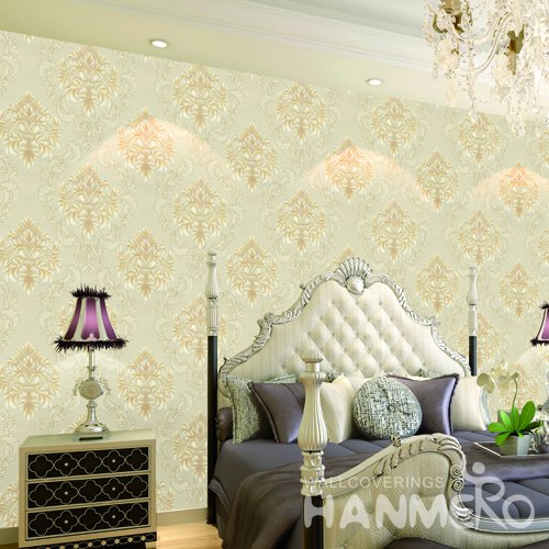 HANMERO European Yellow Embossed Vinyl Wall Paper Murals 0.53*10M/roll Home Decor