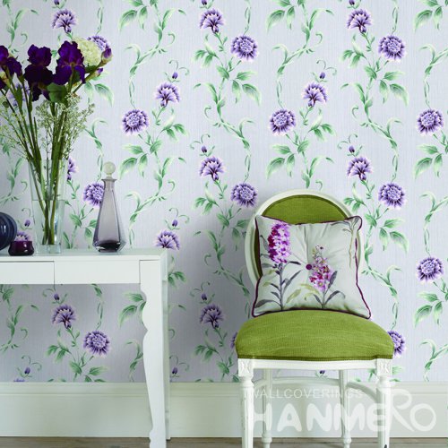 HANMERO Rural Purple Embossed Vinyl Wall Paper Murals 0.53*10M/roll Home Decor