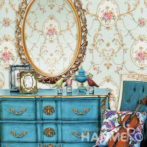 HANMERO Modern Cambridge Blue Embossed Vinyl Wall Paper Murals 0.53*10M/roll Home Decor