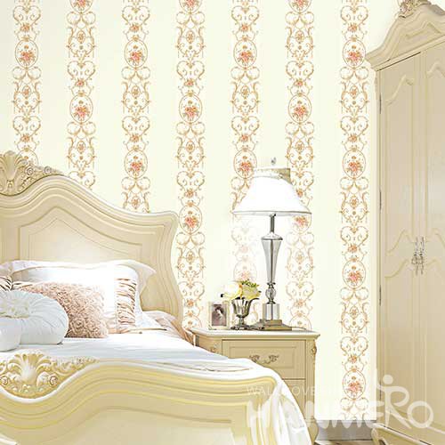 HANMERO Modern Pale Yellow Embossed Vinyl Wall Paper Murals 0.53*10M/roll Home Decor