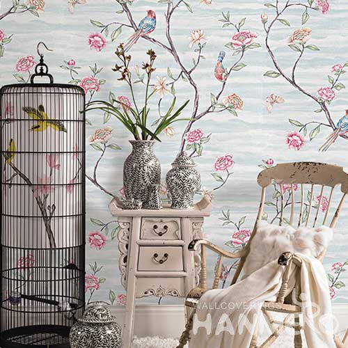 HANMERO Modern Baby Blue Embossed Vinyl Wall Paper Murals 0.53*10M/roll Home Decor