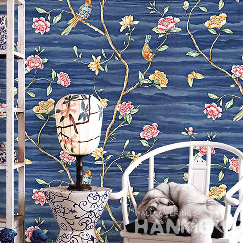 HANMERO Modern Dark Blue Embossed Vinyl Wall Paper Murals 0.53*10M/roll Home Decor