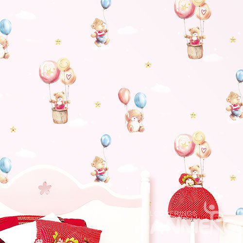 HANMERO Cartoon Pink Embossed Vinyl Wall Paper Murals 0.53*10M/roll Home Decor