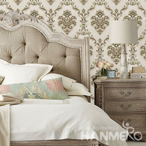 HANMERO European White Embossed Vinyl Wall Paper Murals 0.53*10M/roll Home Decor