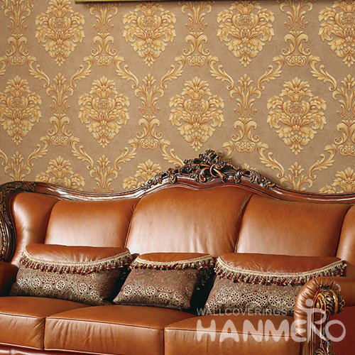 HANMERO European Yellow Embossed Vinyl Wall Paper Murals 0.53*10M/roll Home Decor