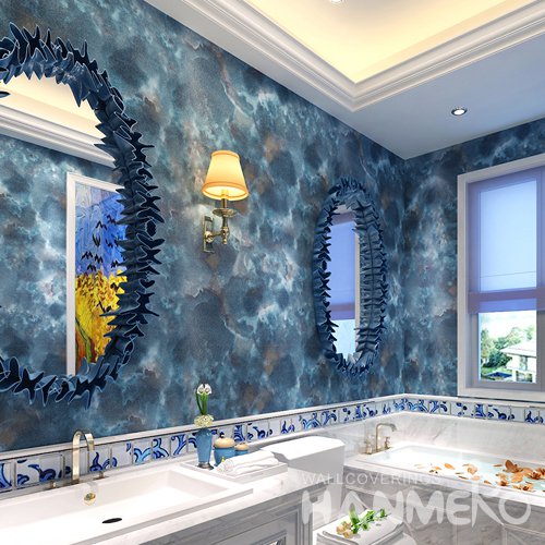 HANMERO Modern Blue Printed PVC Waterproof MCM Wallpaper 0.686*10M/Roll Home Decor