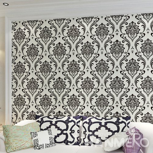 HANMERO European Black Embossed Vinyl Wall Paper Murals 0.53*10M/Roll Home Decor